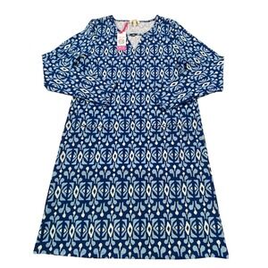 All For Color Driftwood Way Long Sleeve Pocket Dress Midnight Blue UPF 50+ M NWT